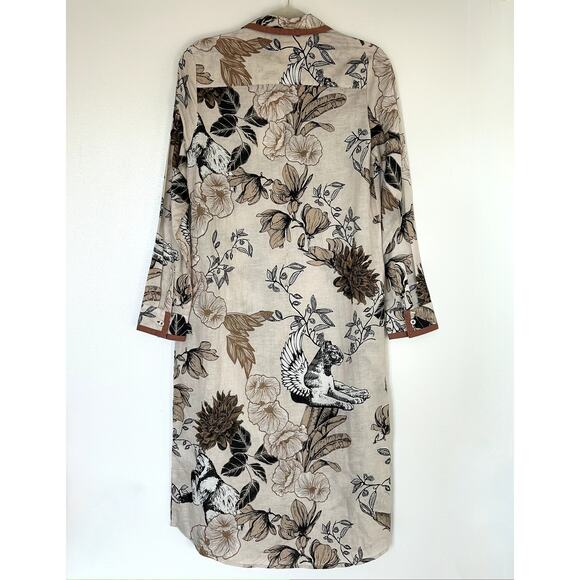 NWT Las Sureñas Clara Portrait Linen Shirt Dress Linen Cotton Animal Floral Sz S - Picture 16 of 16